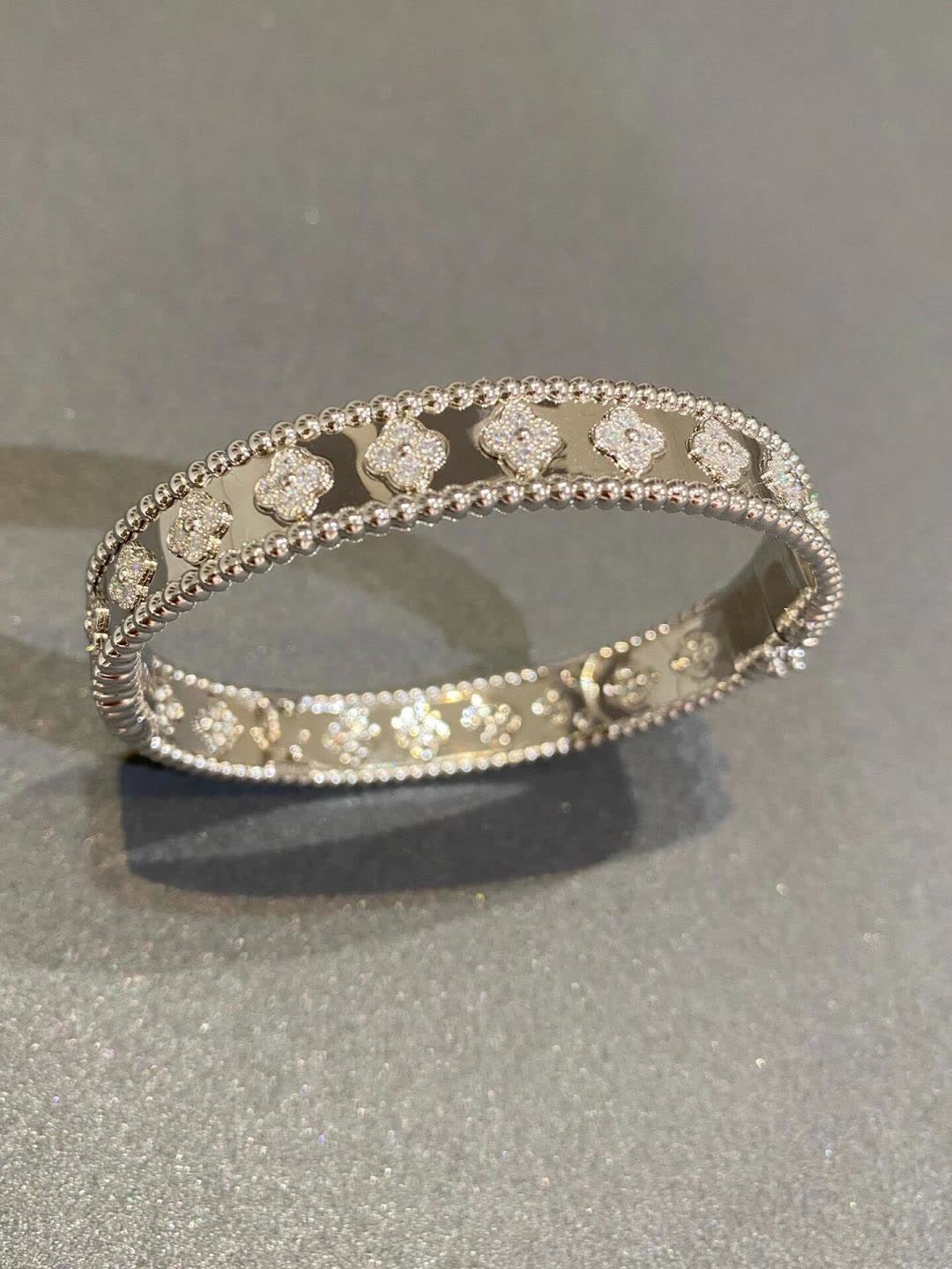 Van Cleef & Arpels Alhambra Diamond Bangle Bracelet